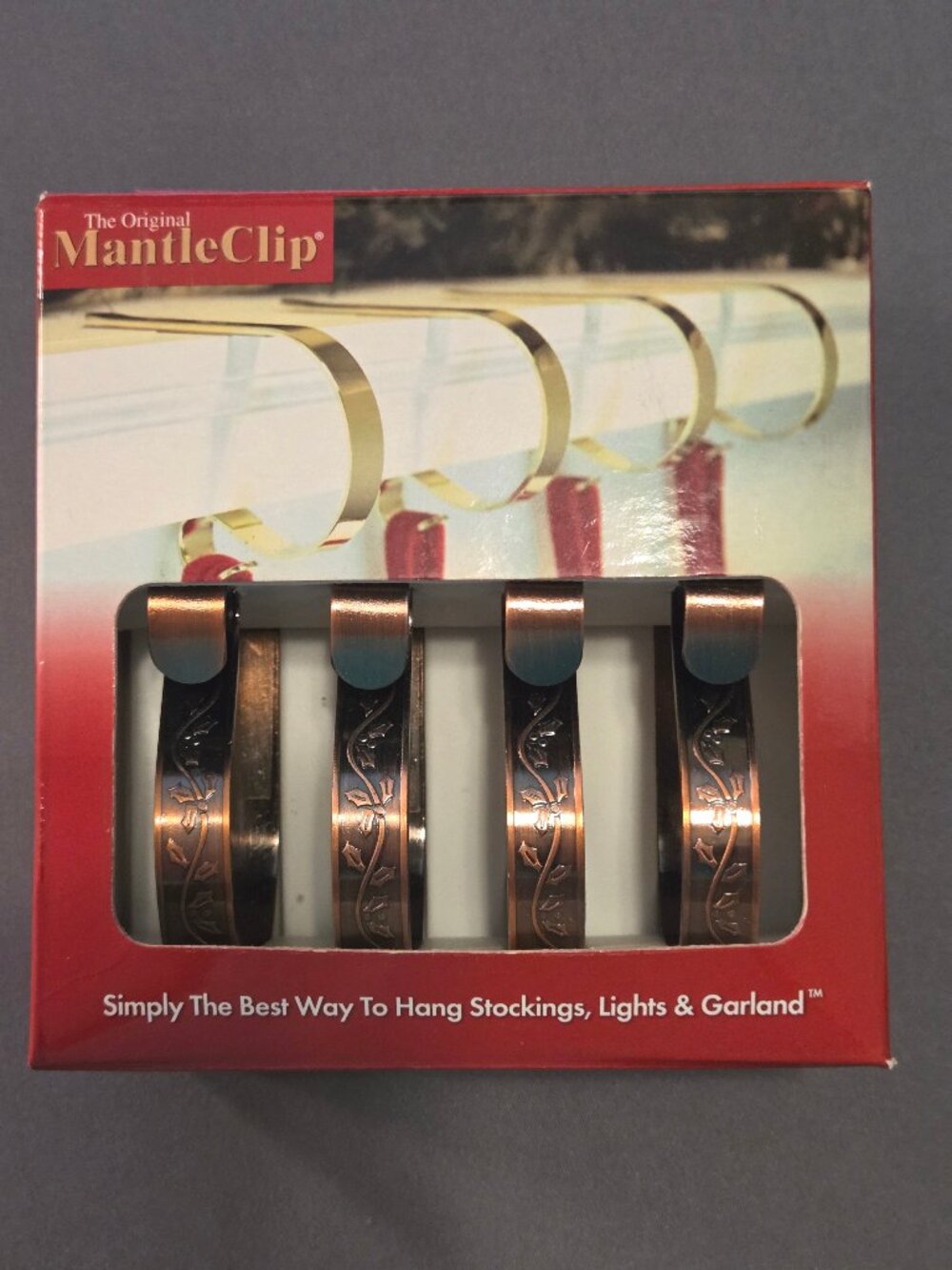 Set of Bronze "MantleClip" Stocking Hangers